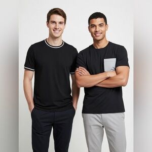 ❤️ 2 for $20 DKNY Black Short Sleeve T-shirts with White Trim and Pocket Accent